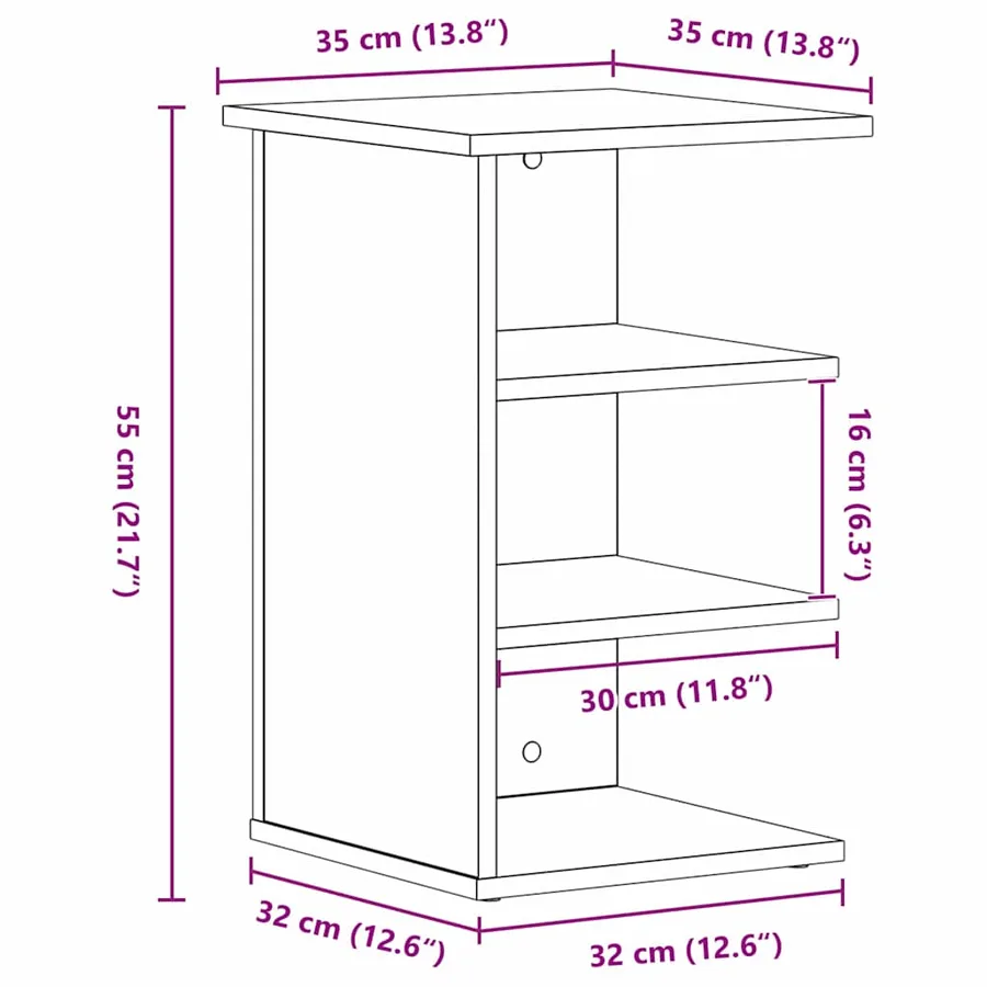 Meuble d'appoint Chêne noir 35 x 35 x 55 cm Bois d'ingénierie - 10