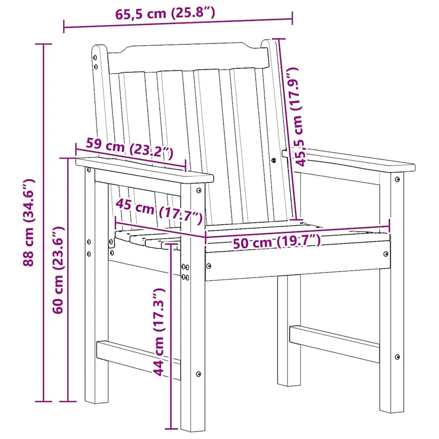 Chaise de jardin 6 pcs Blanc 65,5 x 59 x 88 cm Polyéthylène - 12