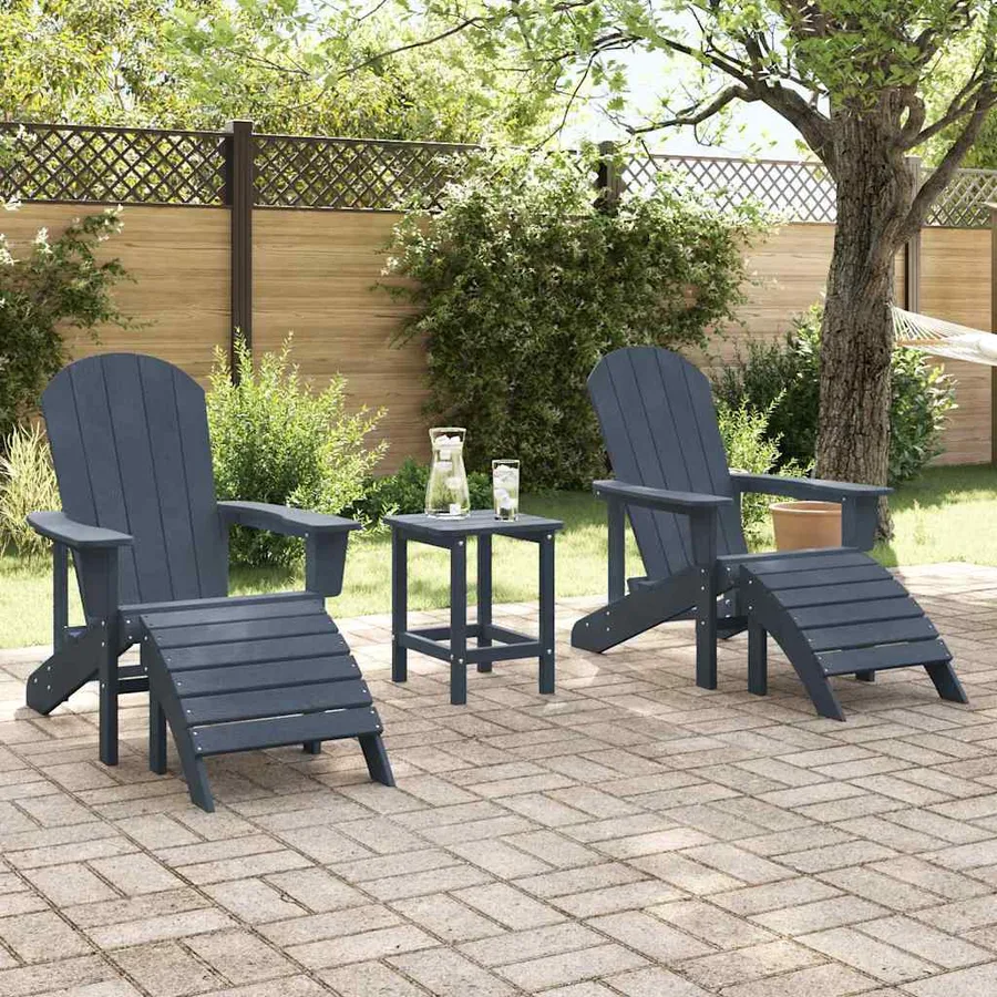 Chaise de jardin 2 pcs Bleu marine 83 x 74 x 92 cm Polyéthylène - 3