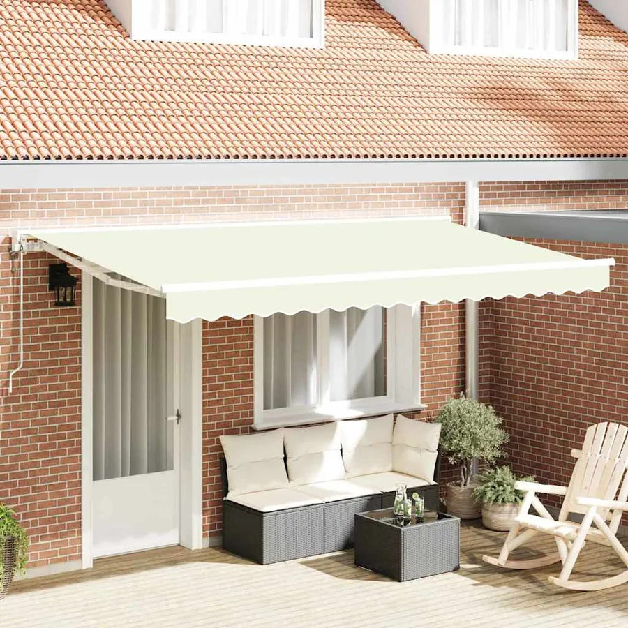 Cadre d'auvent Crème 400 x 200 cm Polyester avec revêtement PU