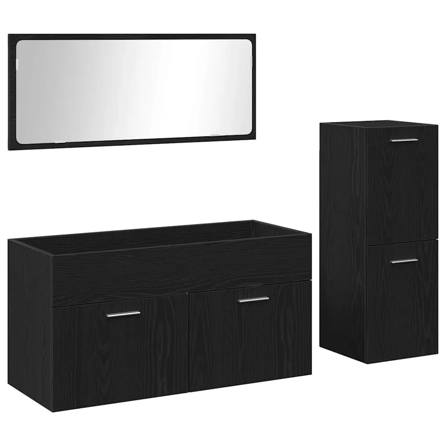 Ensemble de mobilier de salle de bain 3 pcs Chêne noir - 2