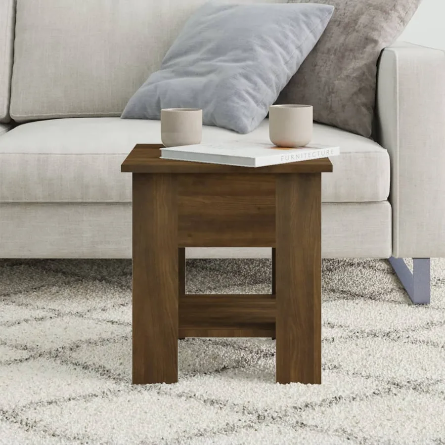 Table basse chêne marron 40x40x42 cm bois d'ingénierie - 3