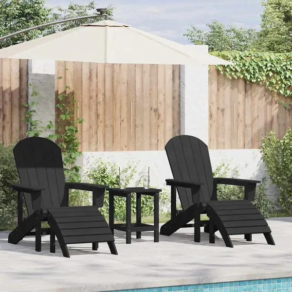 Chaise de jardin 3 pcs Noir Polyéthylène