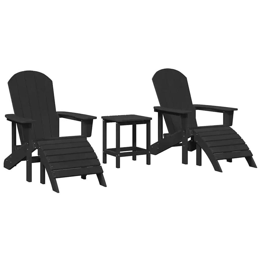 Chaise de jardin 3 pcs Noir Polyéthylène - 2