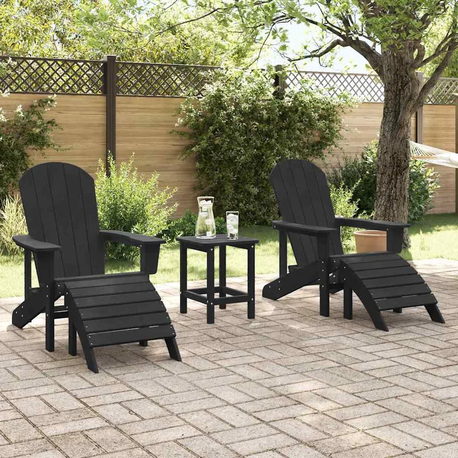 Chaise de jardin 3 pcs Noir Polyéthylène - 4