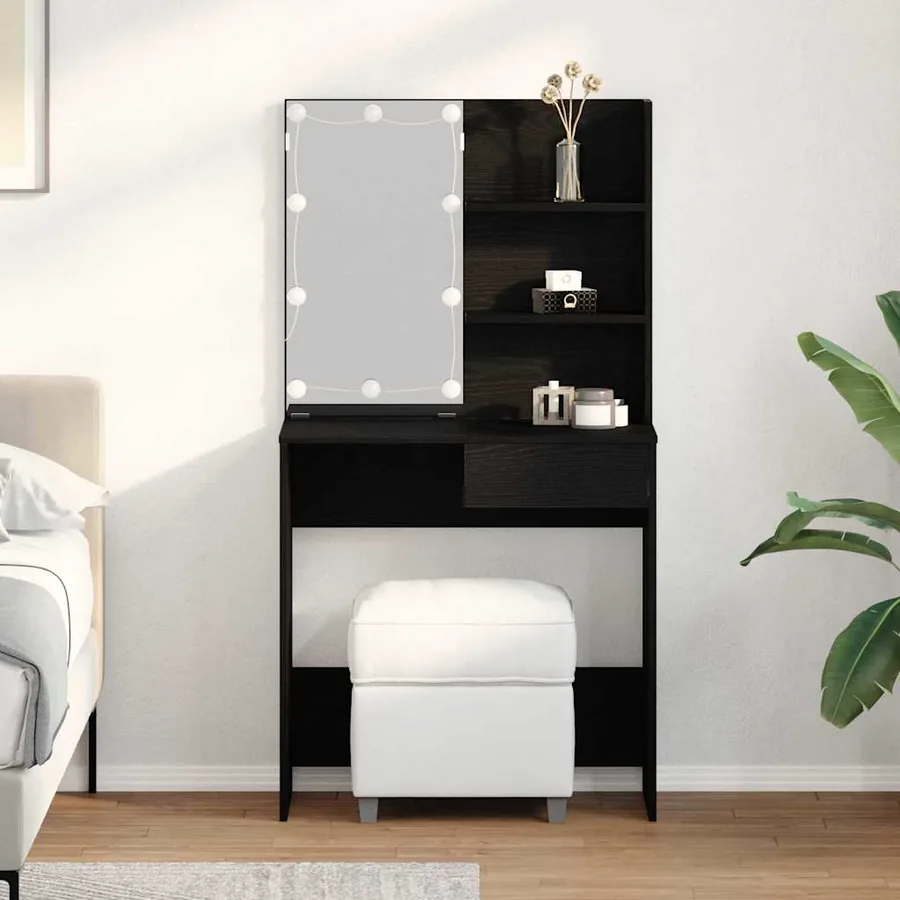Table de Toilette avec tiroir Chêne noir 74,5 x 40 x 141 cm