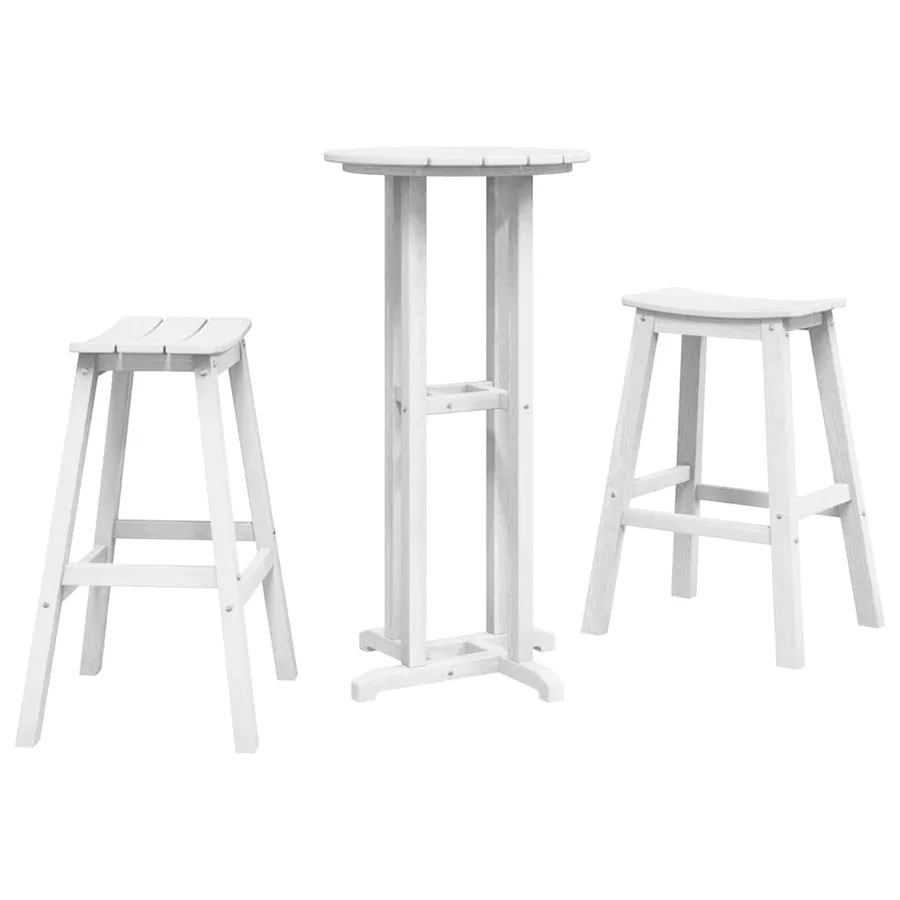 Ensemble de bar de jardin 3 pcs Blanc HDPE - 2