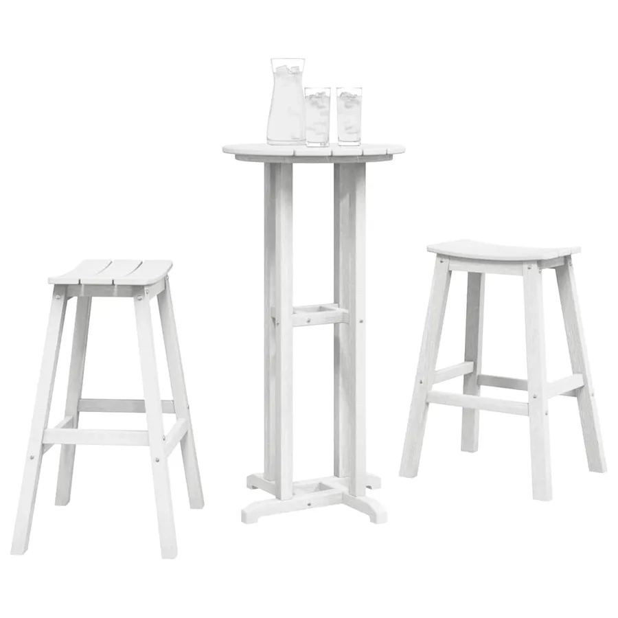 Ensemble de bar de jardin 3 pcs Blanc HDPE - 3