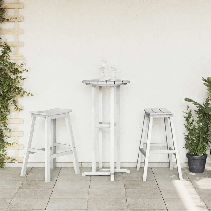 Ensemble de bar de jardin 3 pcs Blanc HDPE - 4