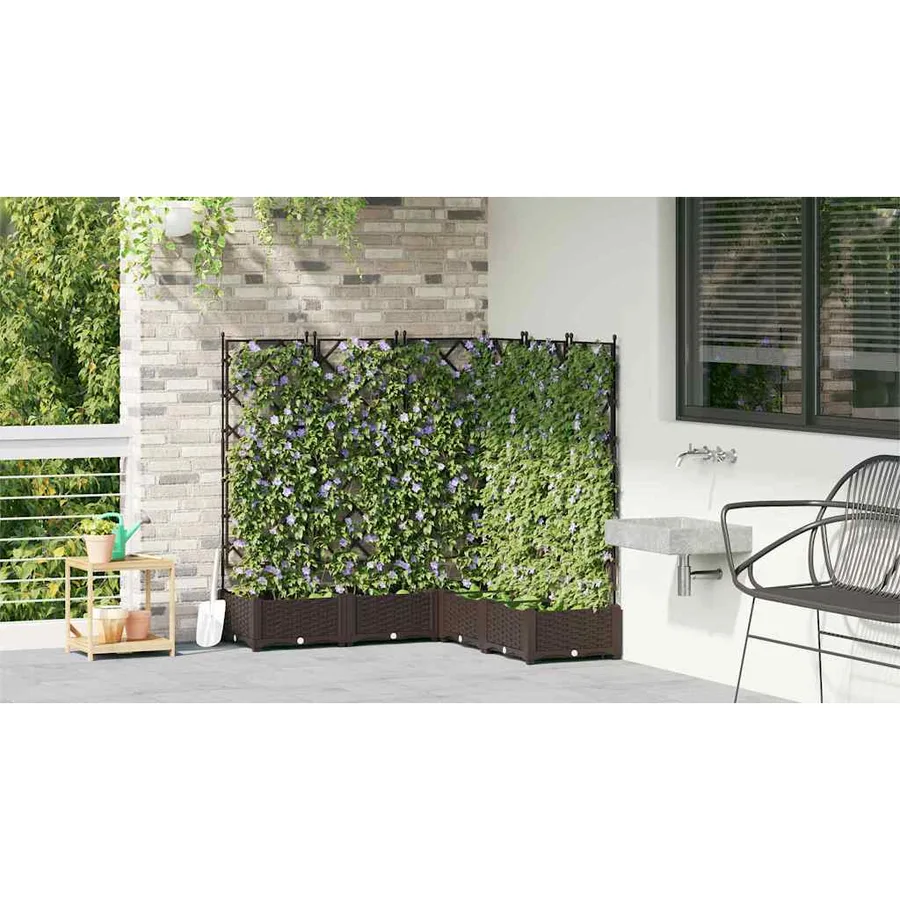 Cache-pot de jardin 5 pc Marron 120 x 120 x 125,5 cm PP - 4