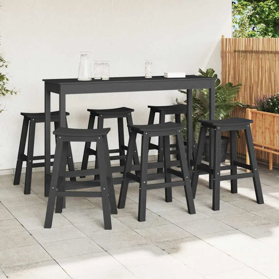 Ensemble de bar de jardin 6 pcs Noir HDPE - 3