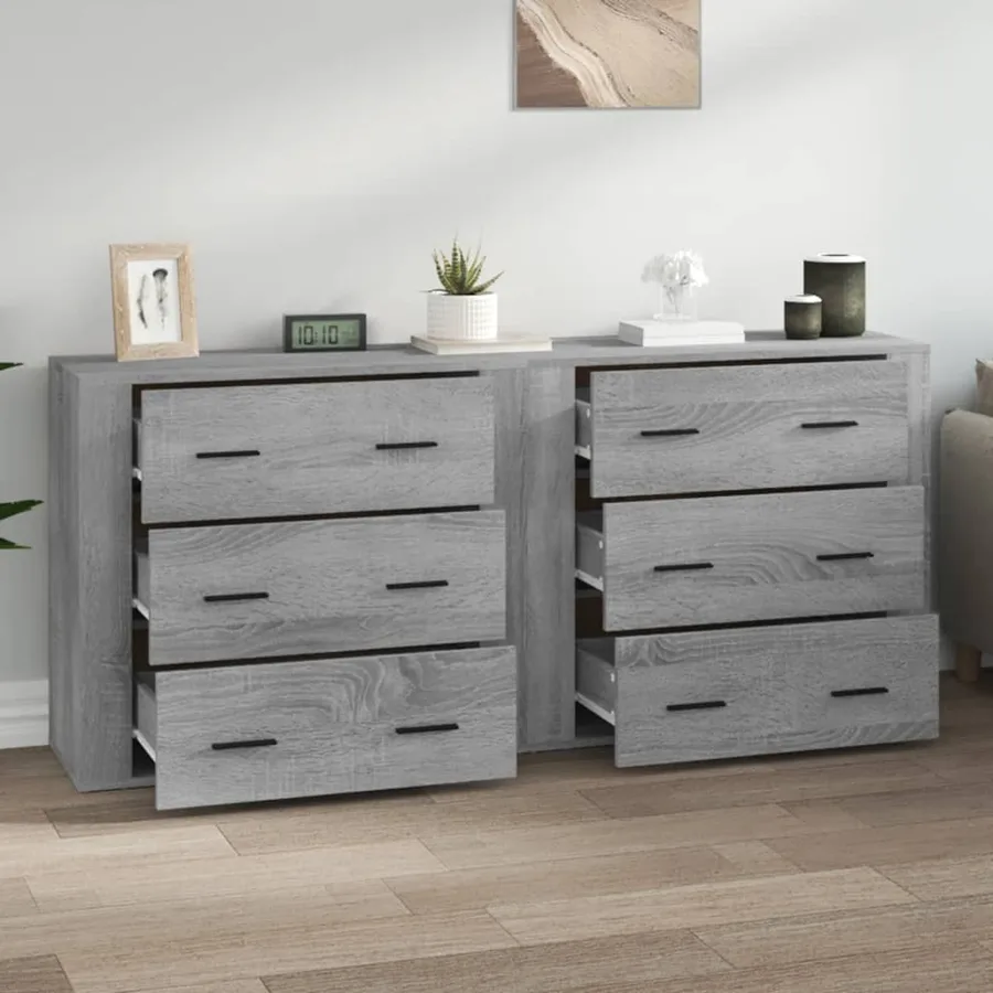 Buffets 2 pcs sonoma gris bois d'ingénierie - 3