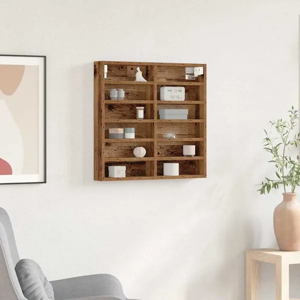 Vitrine Bois ancien 60 x 8,5 x 58 cm Bois d'ingénierie