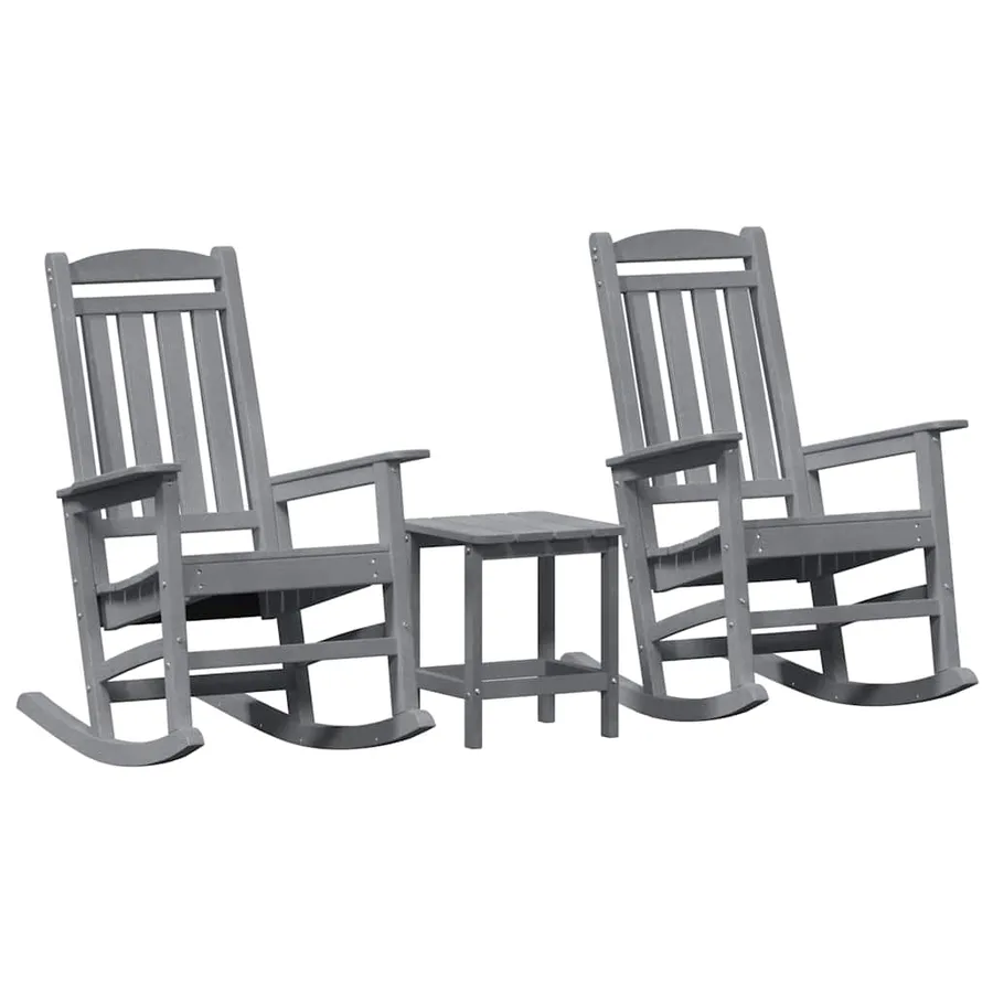 Chaise à bascule 3 pcs Gris clair Polyéthylène - 2