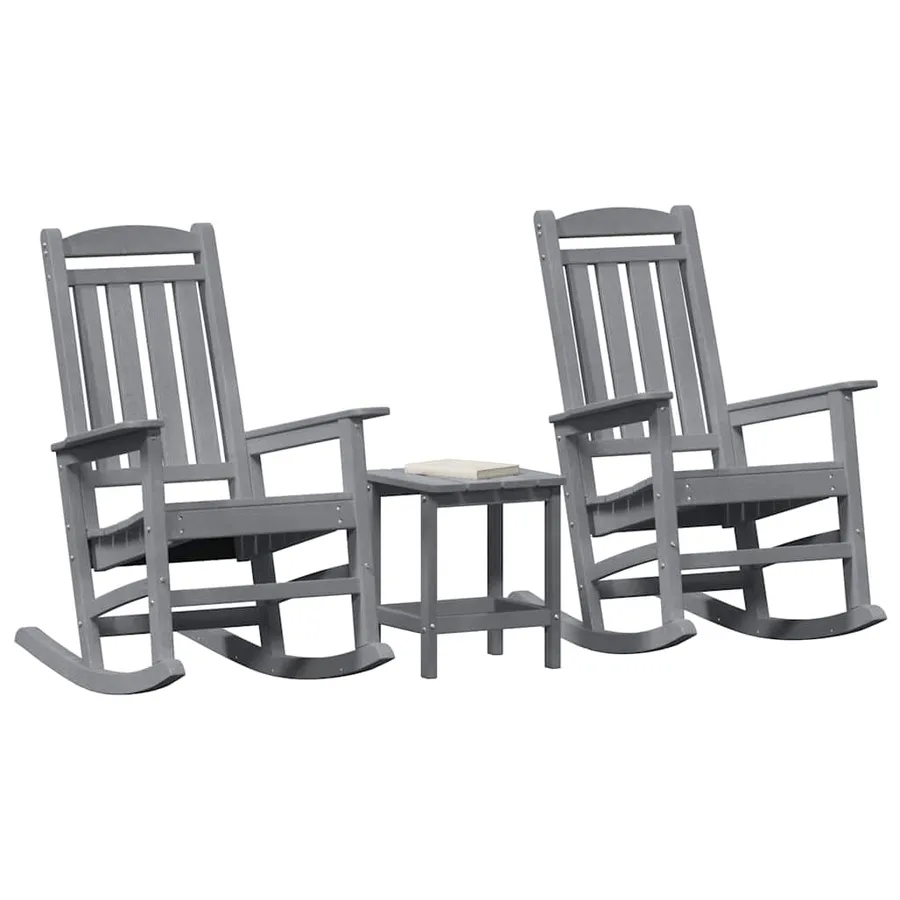 Chaise à bascule 3 pcs Gris clair Polyéthylène - 3