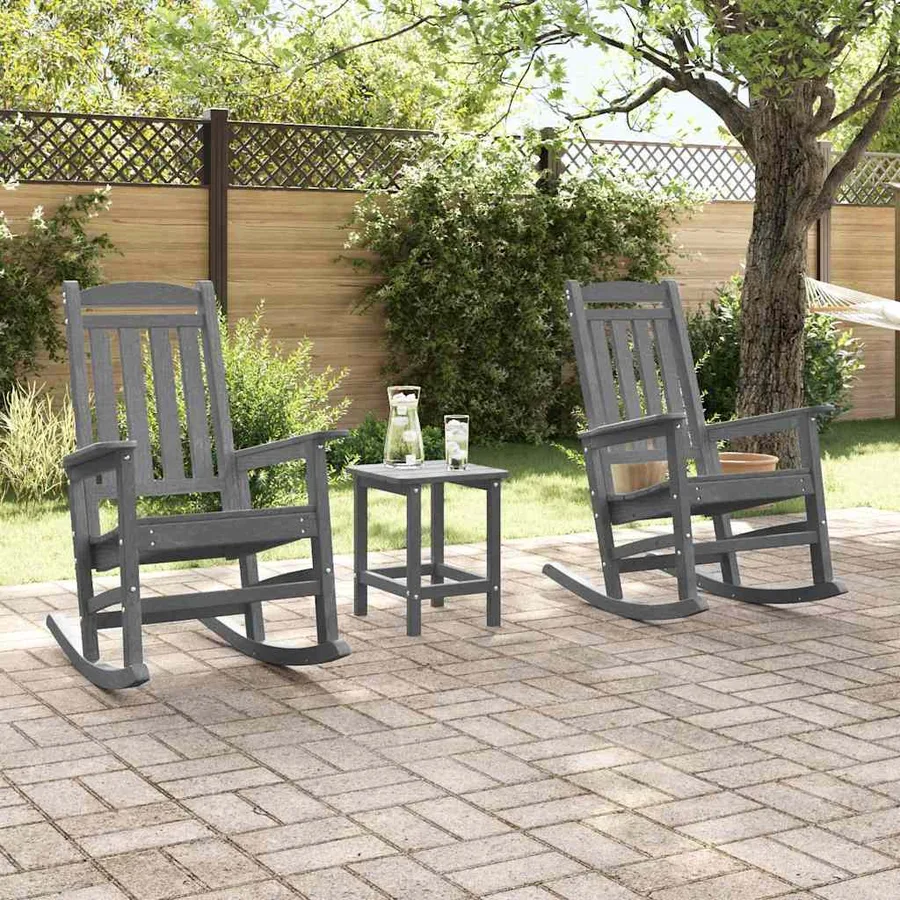 Chaise à bascule 3 pcs Gris clair Polyéthylène - 4