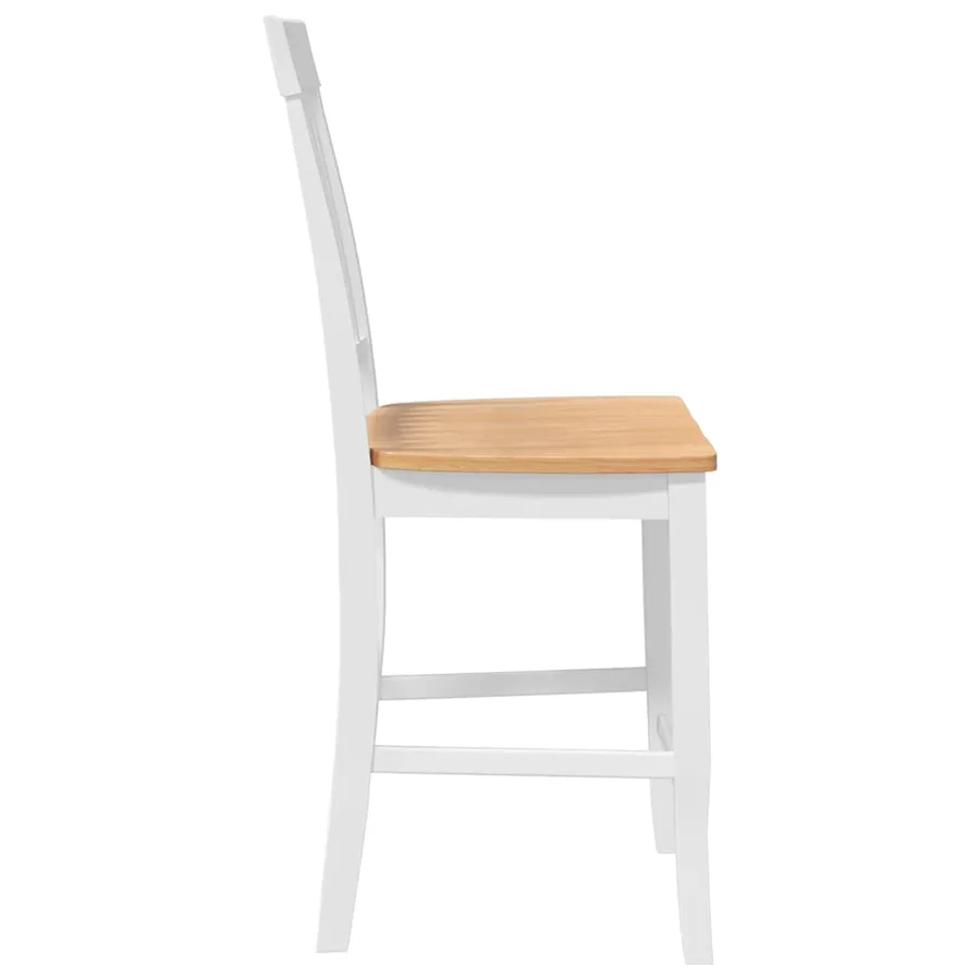 Tabourets de bar (lot de 2) en bois massif blanc et caoutchouc - 6