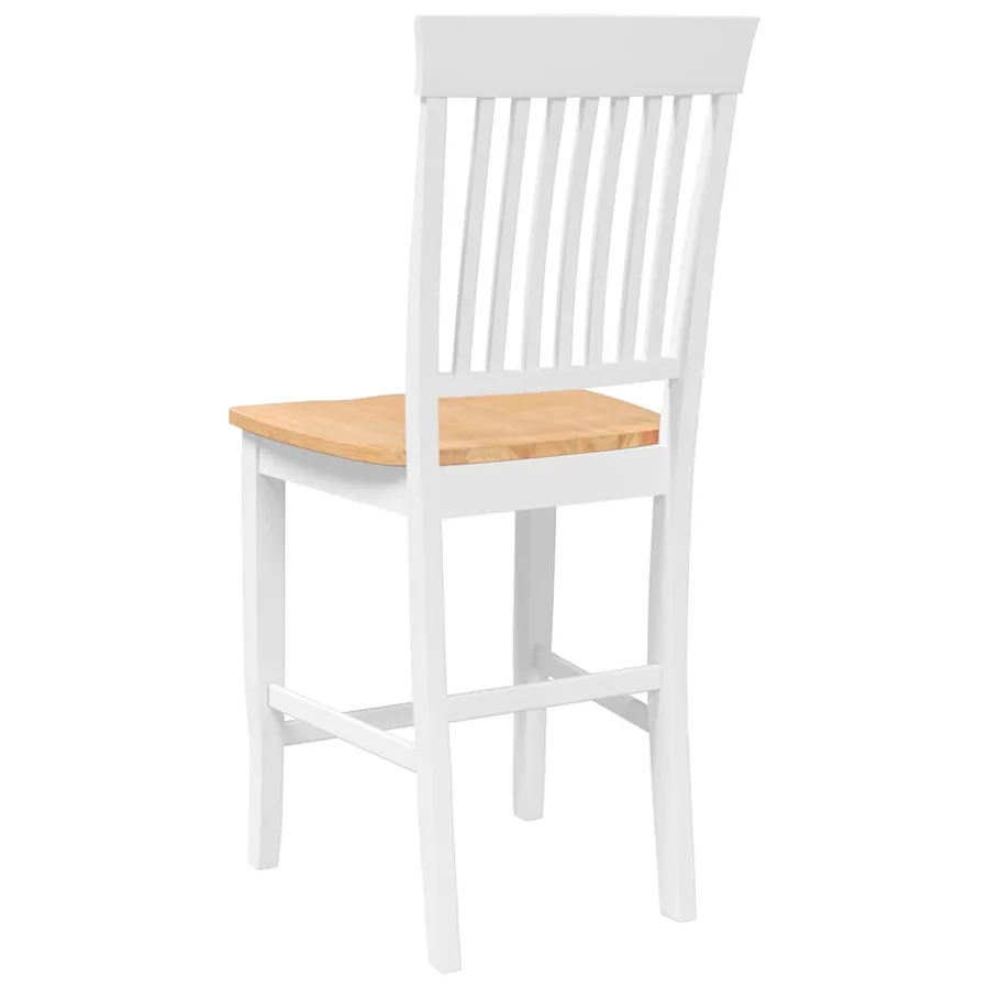 Tabourets de bar (lot de 2) en bois massif blanc et caoutchouc - 7