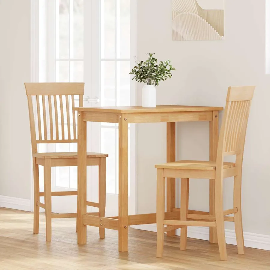 Tabourets de bar (lot de 2) en bois massif naturel et caoutchouc - 3