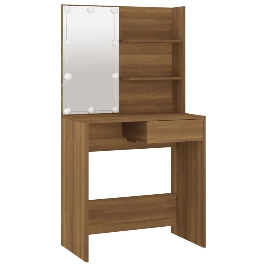 Ensemble de coiffeuse avec LED Chêne marron Bois d'ingénierie - 7
