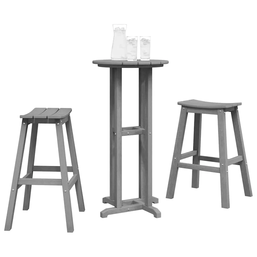 Ensemble de bar de jardin 3 pcs Gris clair HDPE - 3