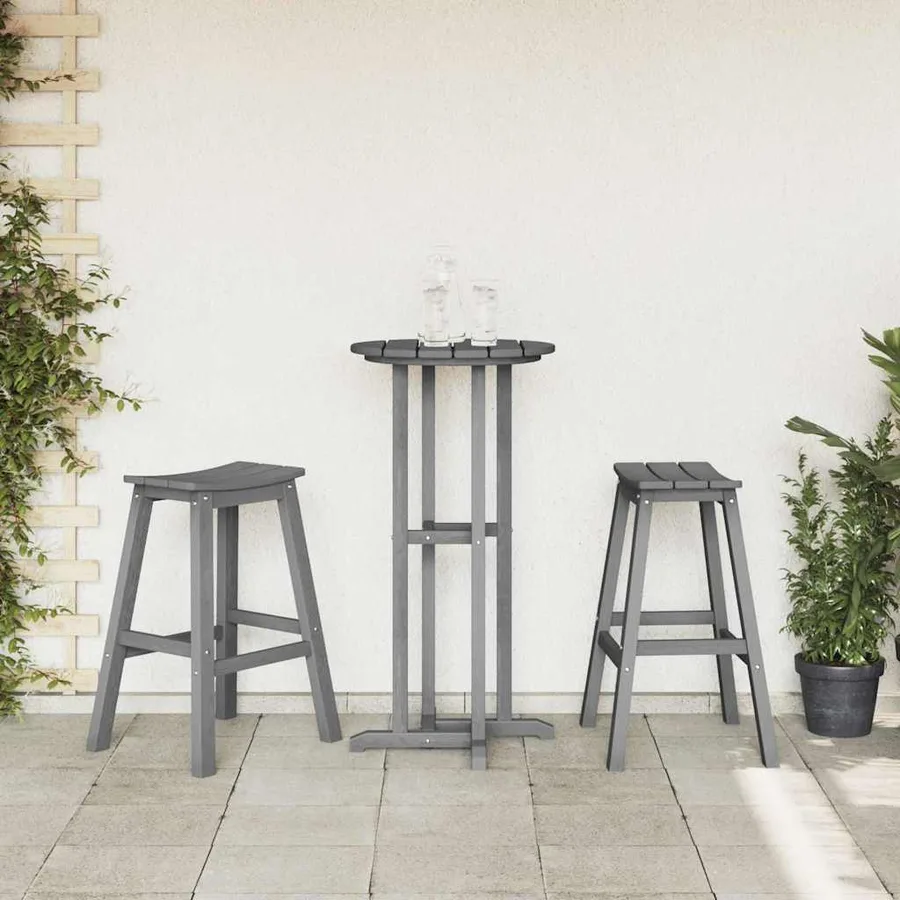 Ensemble de bar de jardin 3 pcs Gris clair HDPE - 4