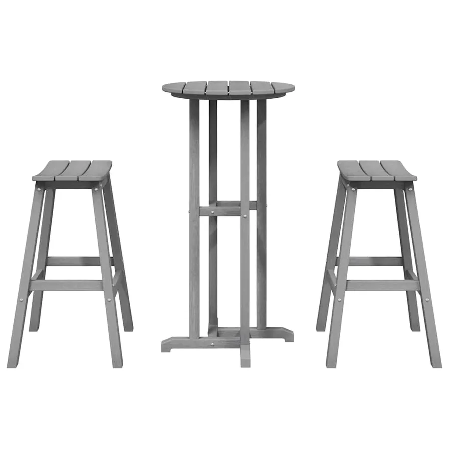 Ensemble de bar de jardin 3 pcs Gris clair HDPE - 7