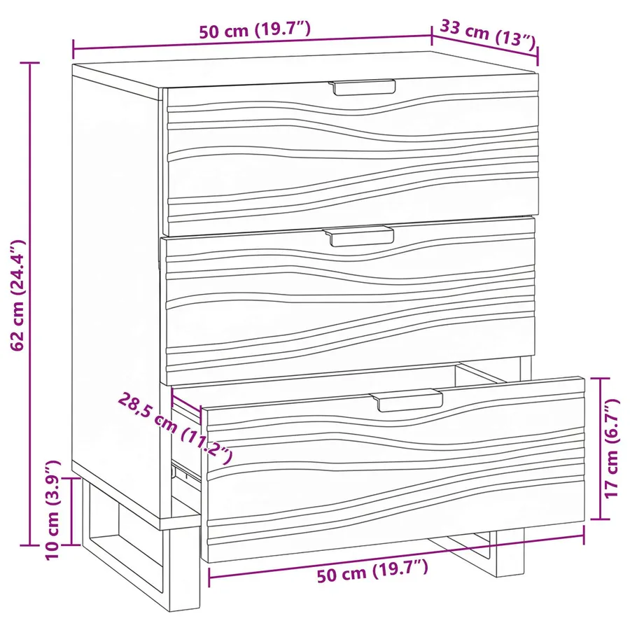 Table de chevet Blanc 50 x 33 x 62 cm Bois d'ingénierie - 11