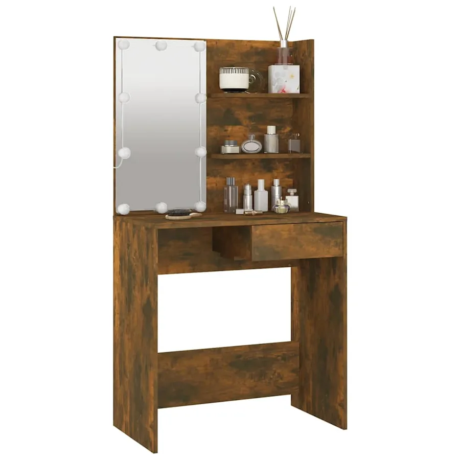 Coiffeuse avec LED Chêne marron 74,5x40x141 cm - 12