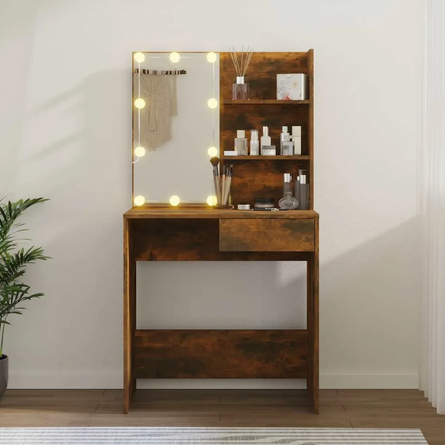 Coiffeuse avec LED Chêne marron 74,5x40x141 cm - 13
