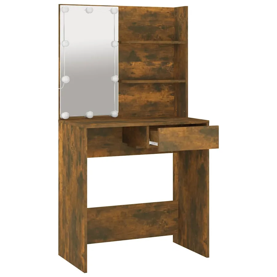 Coiffeuse avec LED Chêne marron 74,5x40x141 cm - 4