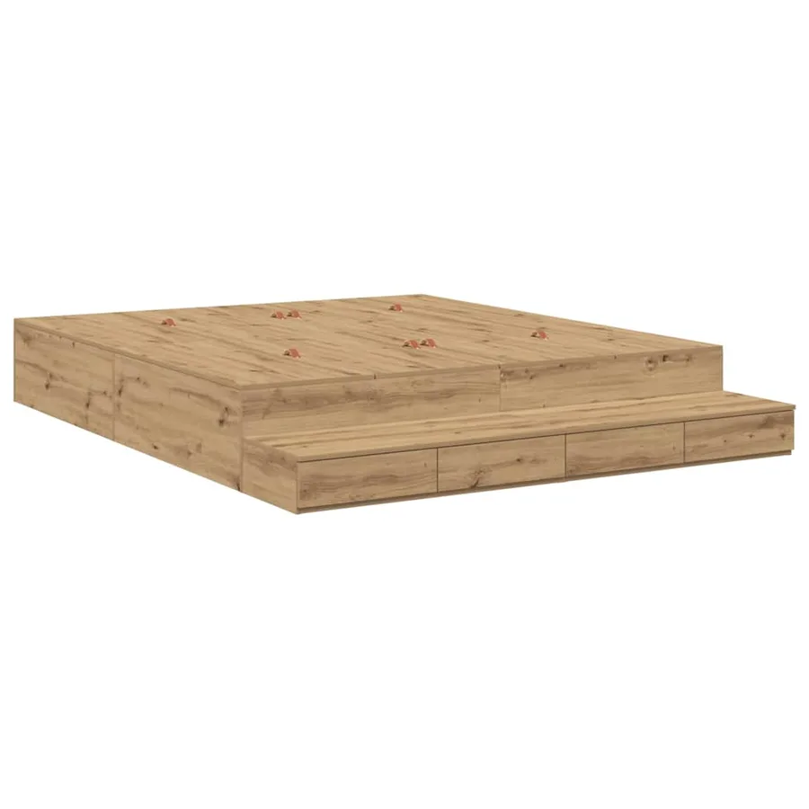 Cadre de lit avec rangement avec tiroir Chêne artisanal 180 cm - 2