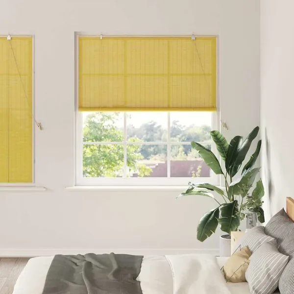 Store enrouleur Jaune 140 x 160 cm Bambou