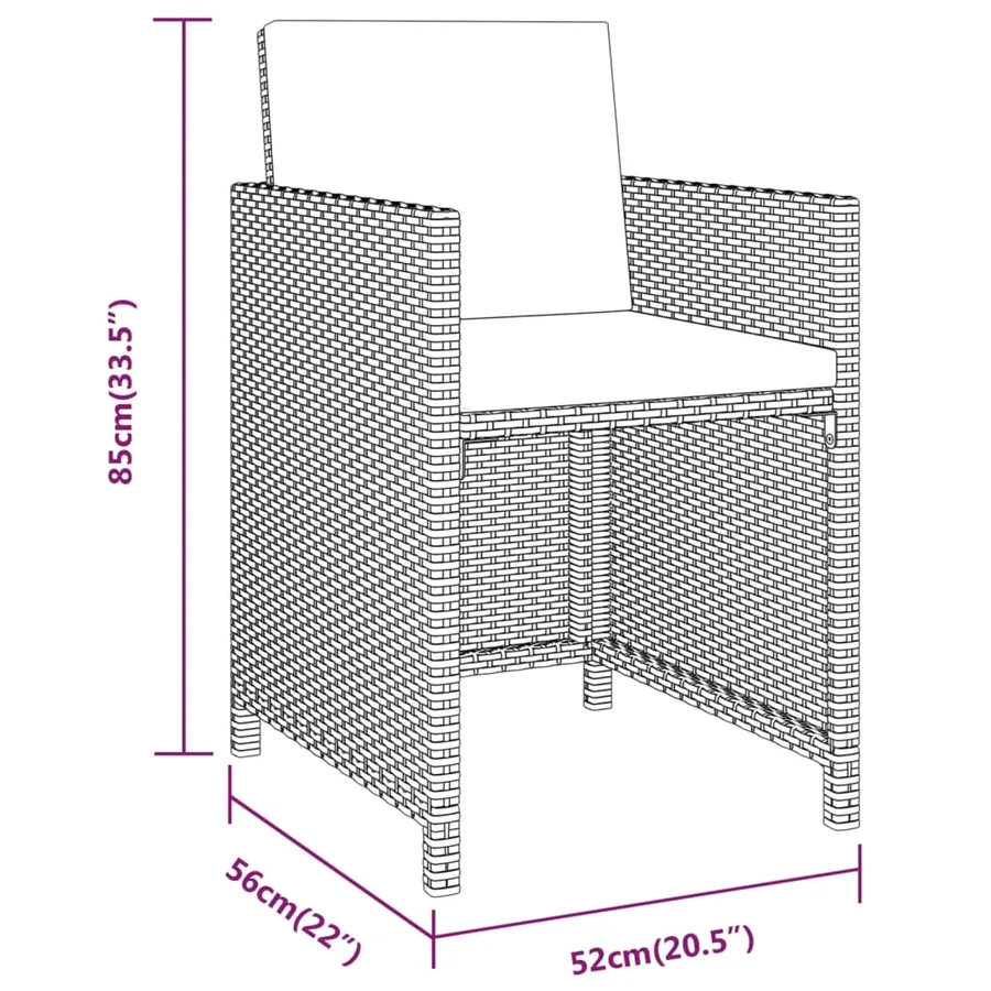 Ensemble à manger de jardin avec coussins 3 pcs Noir - 10