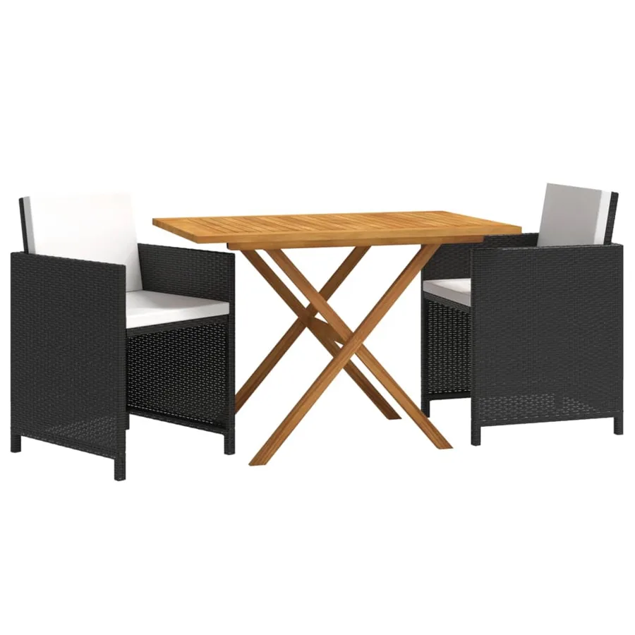 Ensemble à manger de jardin avec coussins 3 pcs Noir - 3