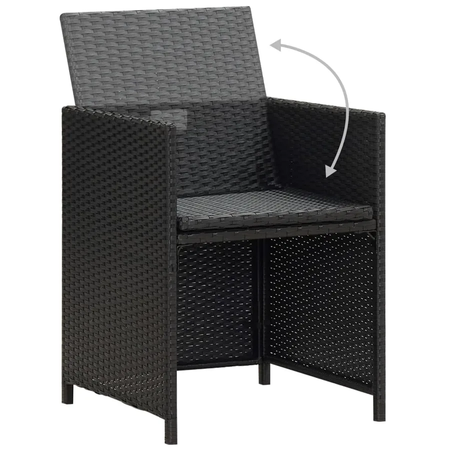 Ensemble à manger de jardin avec coussins 3 pcs Noir - 7