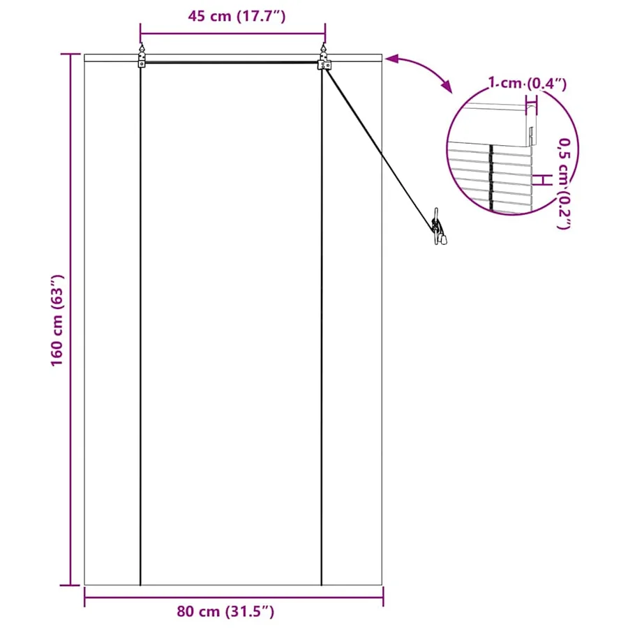 Store enrouleur Marron 80 x 160 cm Bambou - 15