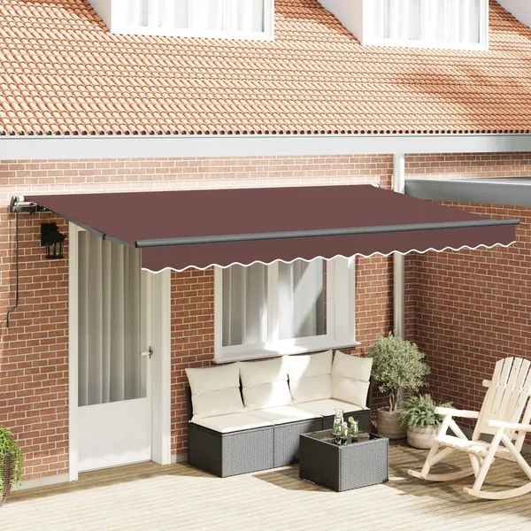 Auvent Rétractable Marron 400 x 200 cm tissu