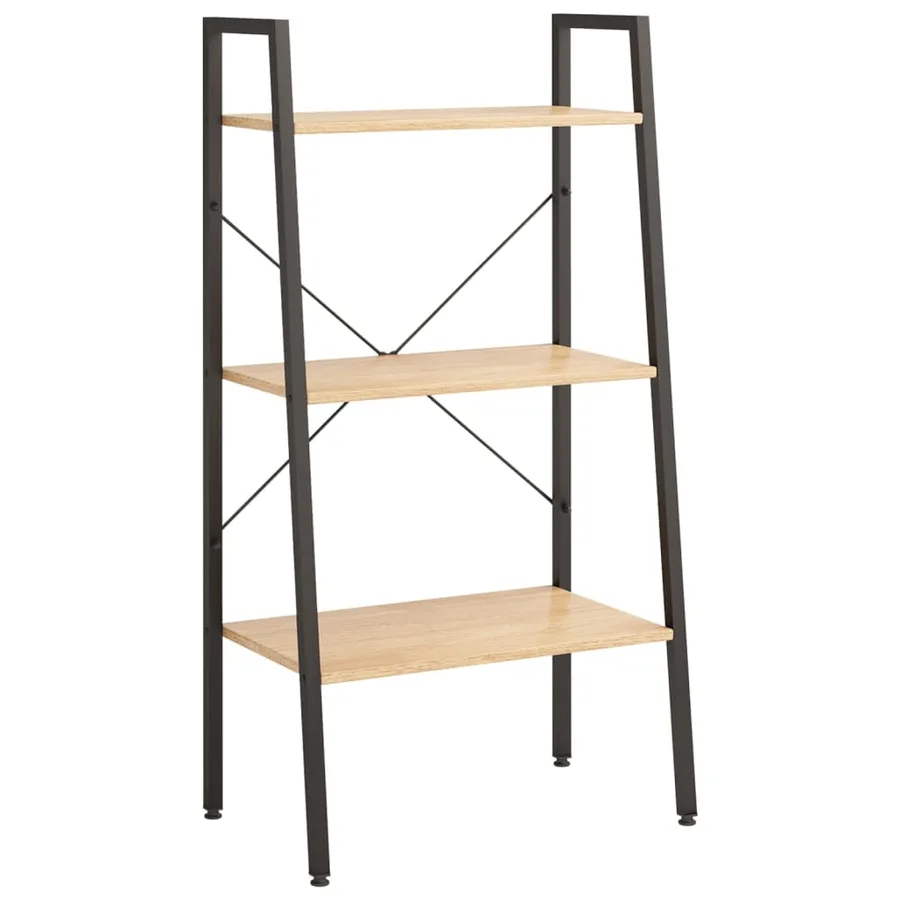 Étagère sur pied 3 niveaux Marron clair et noir 56x35x108 cm - 2