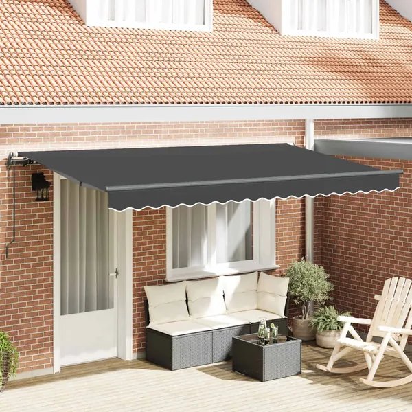 Auvent Rétractable Anthracite 350 x 200 cm tissu