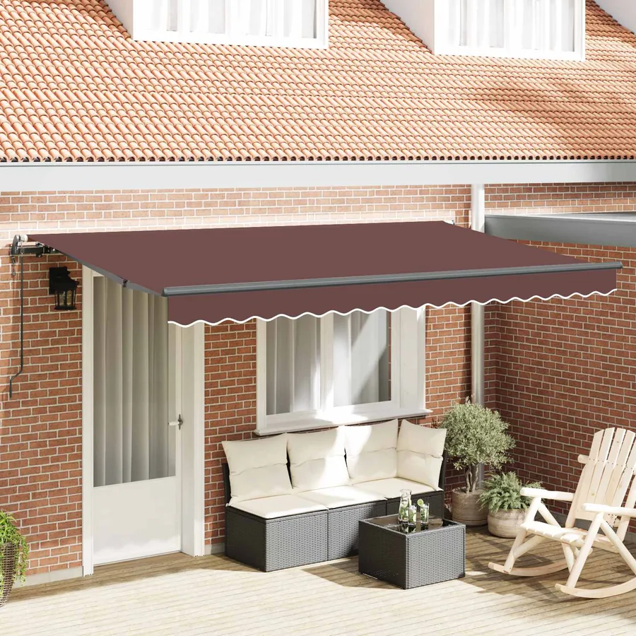 Auvent Rétractable Marron 400 x 200 cm tissu