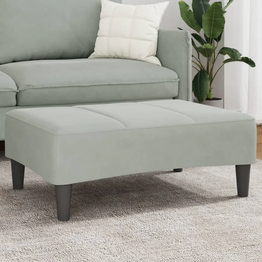 Repose-pied gris clair 77x55x31 cm velours