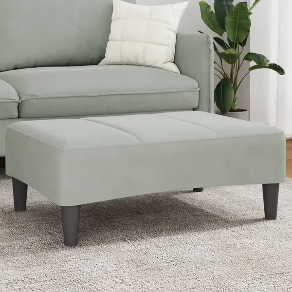 Repose-pied gris clair 77x55x31 cm velours