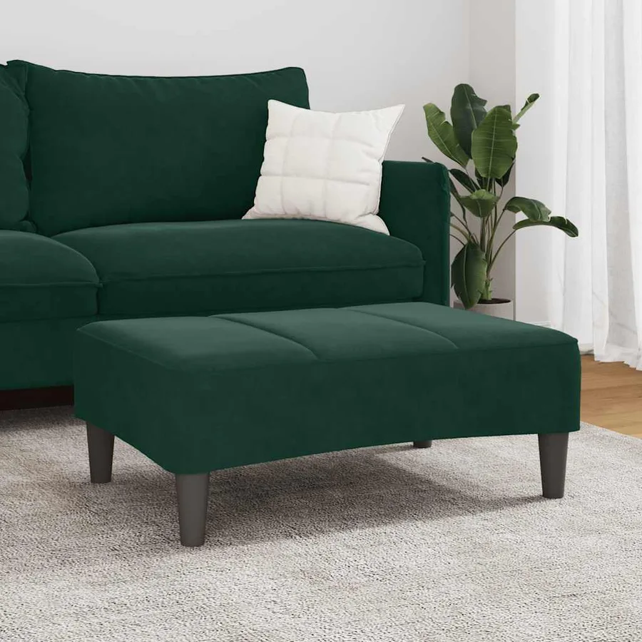 Repose-pied vert foncé 77x55x31 cm velours - 3