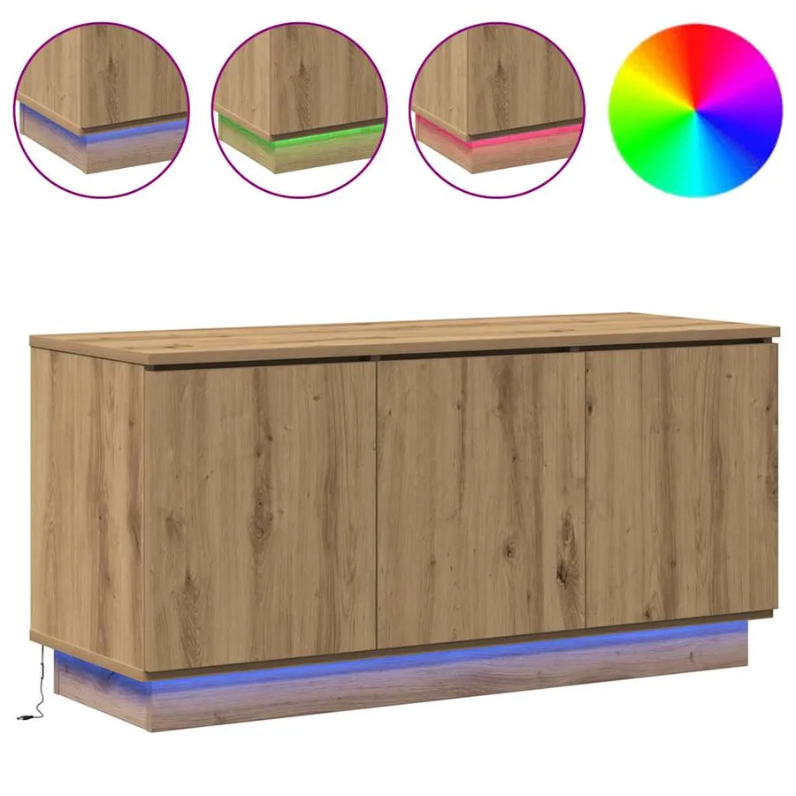 Meuble TV 100 x 38 x 49 cm Chêne artisanal Bois d'ingénierie - 4
