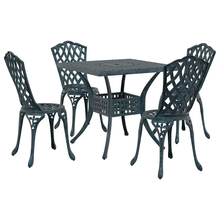 Ensemble de tables de jardin 5 pcs Vert Aluminium coulé - 2