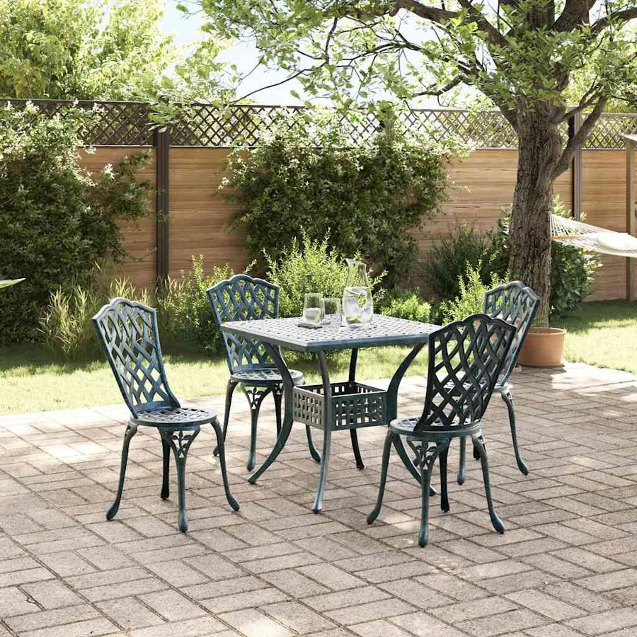 Ensemble de tables de jardin 5 pcs Vert Aluminium coulé - 4