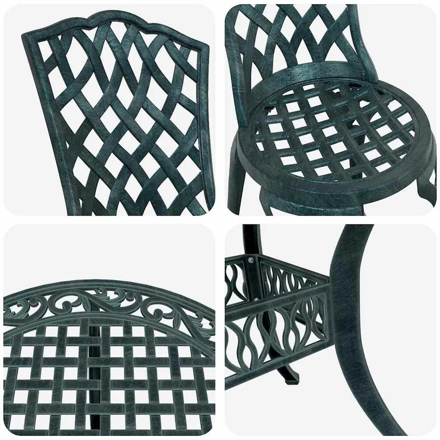 Ensemble de salle à manger pour jardin 7 pcs Vert Aluminium - 11