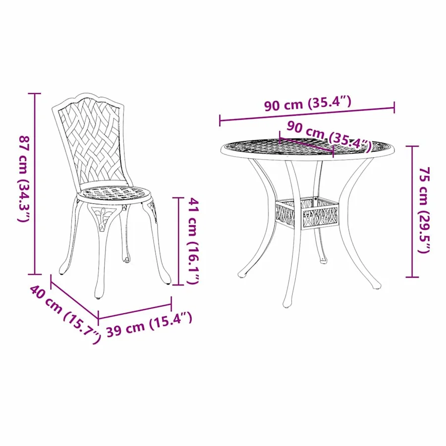 Ensemble de salle à manger pour jardin 7 pcs Vert Aluminium - 13