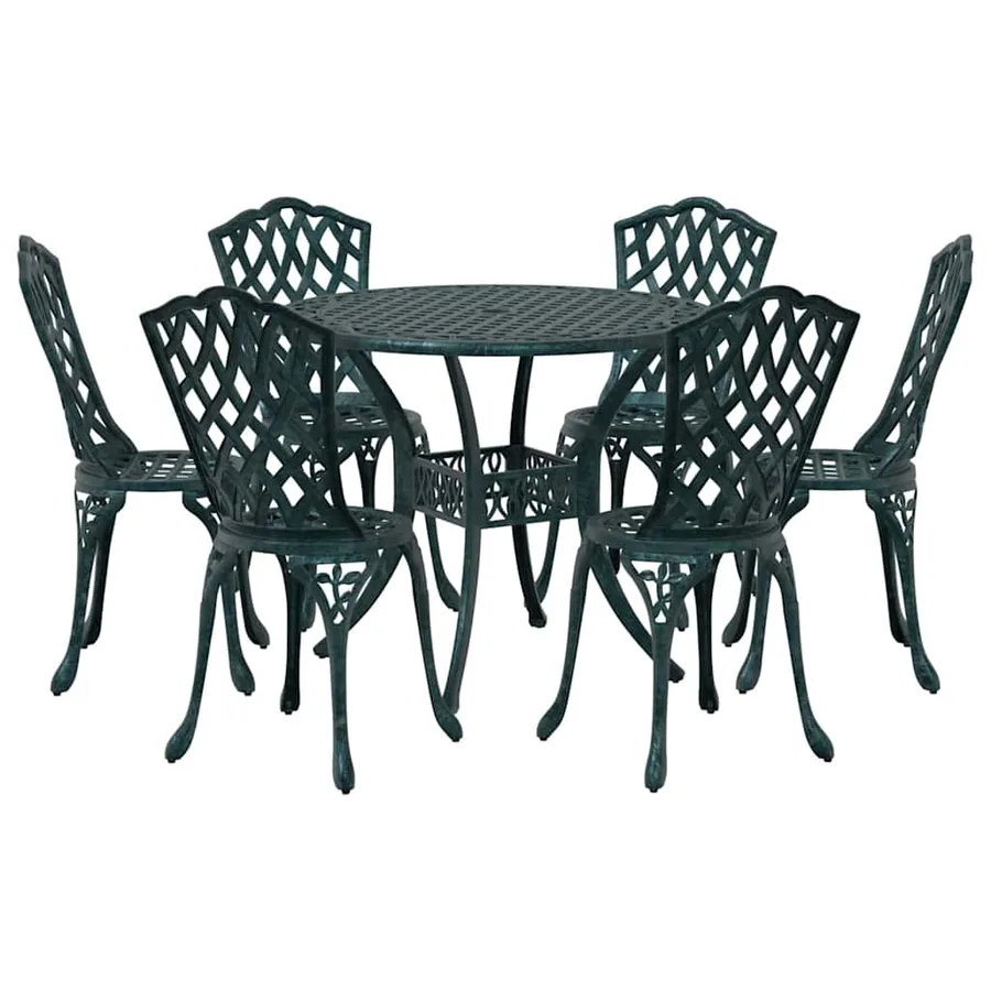Ensemble de salle à manger pour jardin 7 pcs Vert Aluminium - 2